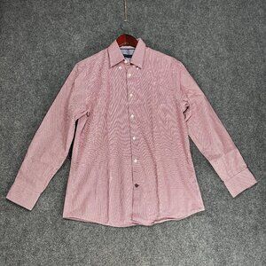 Tommy HIlfiger Shirt Mens 15.5 Button Down Slim Fit Non Iron Red Check